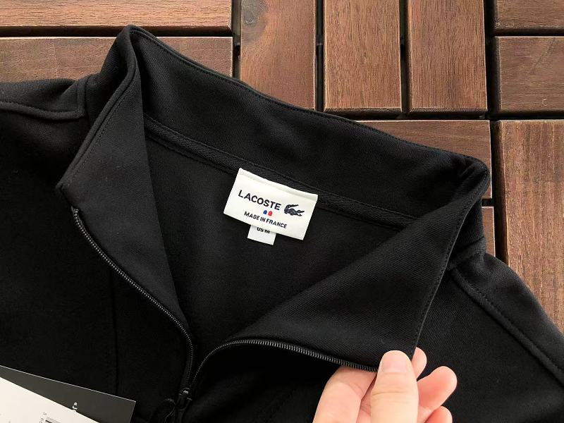 Lacoste Black Cream Quarter-Zip Sweater