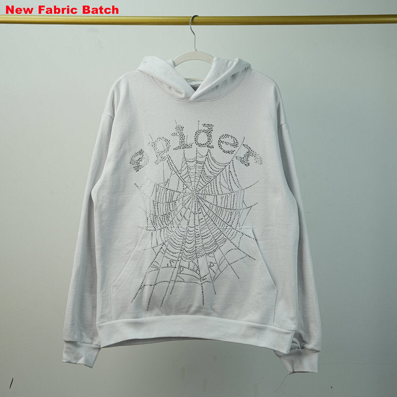Sp5Der Rhinestone Logo Hoodie White