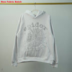 Sp5Der Rhinestone Logo Hoodie White
