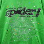 Sp5Der Punk V2 Rhinestone Hoodie Bright Green