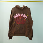 Sp5der Angel Number Hoodie Brown