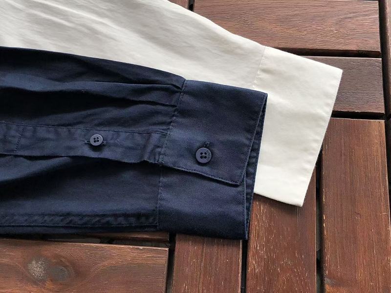 Lacoste Navy White Long-Sleeve Button-Up Shirt