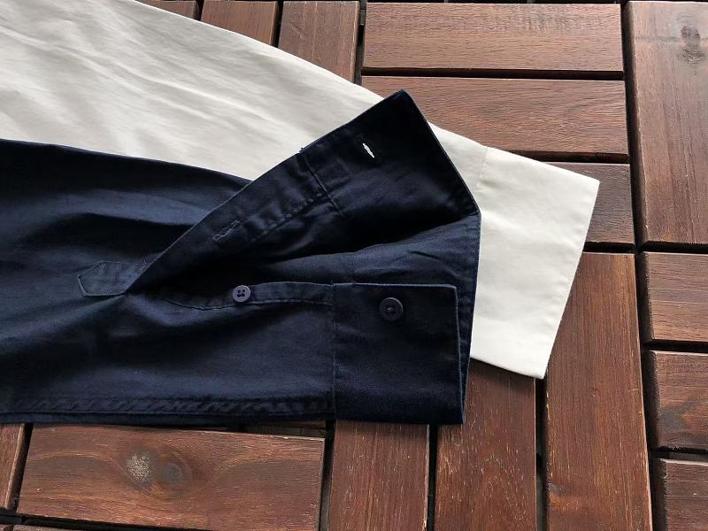 Lacoste Navy White Long-Sleeve Button-Up Shirt