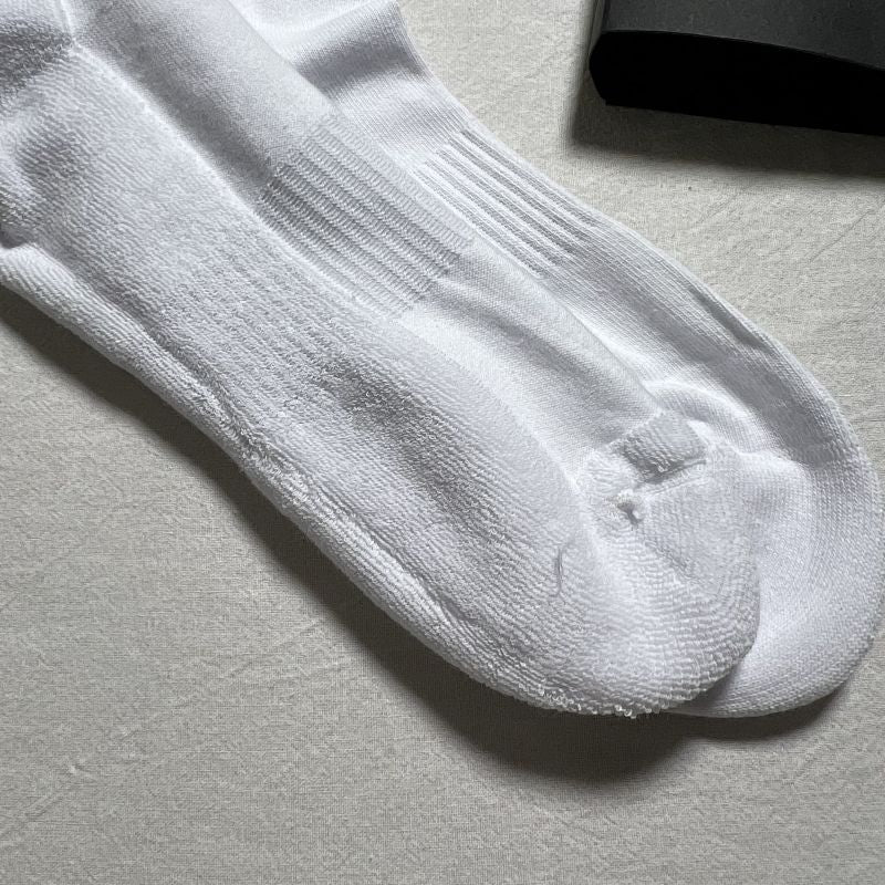 White Crew Socks with Red Logo