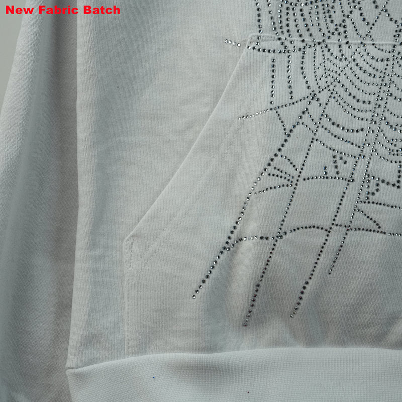 Sp5Der Rhinestone Logo Hoodie White