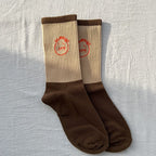 Color Block Crew Socks with Embroidered Face