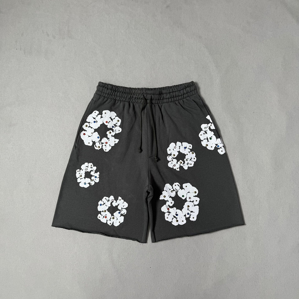 Rhinestone Cotton Wreath Shorts