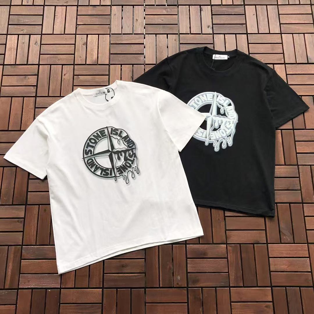 Black White Skull Graphic Stone Island T-Shirt