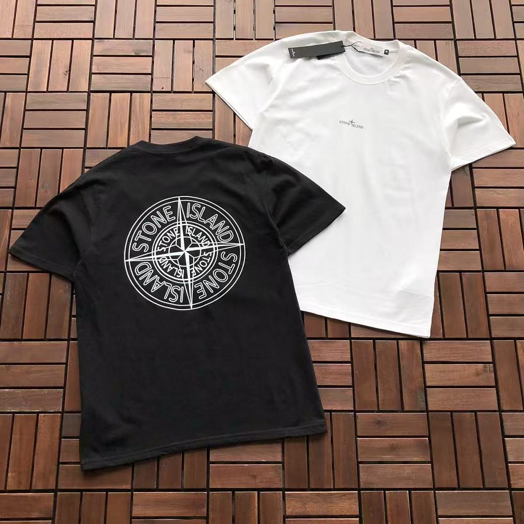 Black White Small Logo Stone Island T-Shirt 2