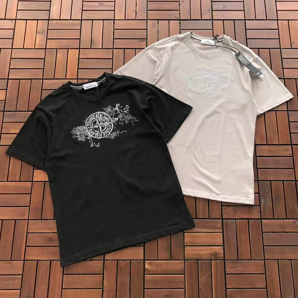 Black White Landscape Graphic Stone Island T-Shirt