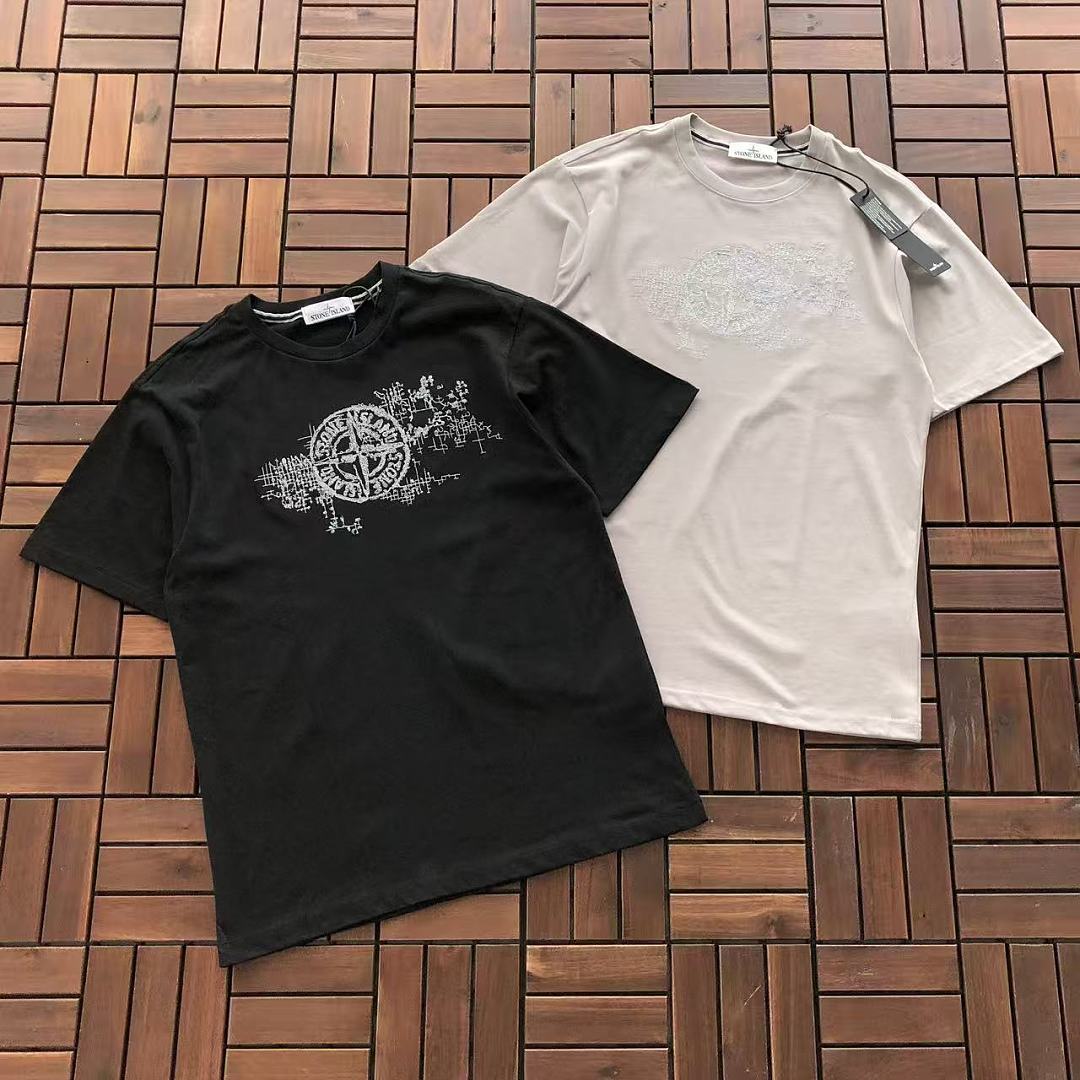 Black White Landscape Graphic Stone Island T-Shirt
