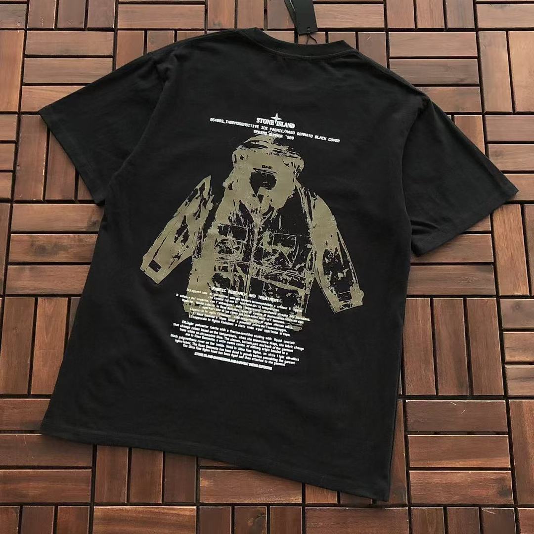 Black Statue Graphic Stone Island T-Shirt
