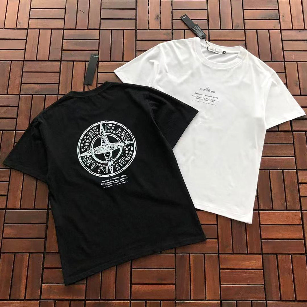 Black White Compass Graphic Stone Island T-Shirt