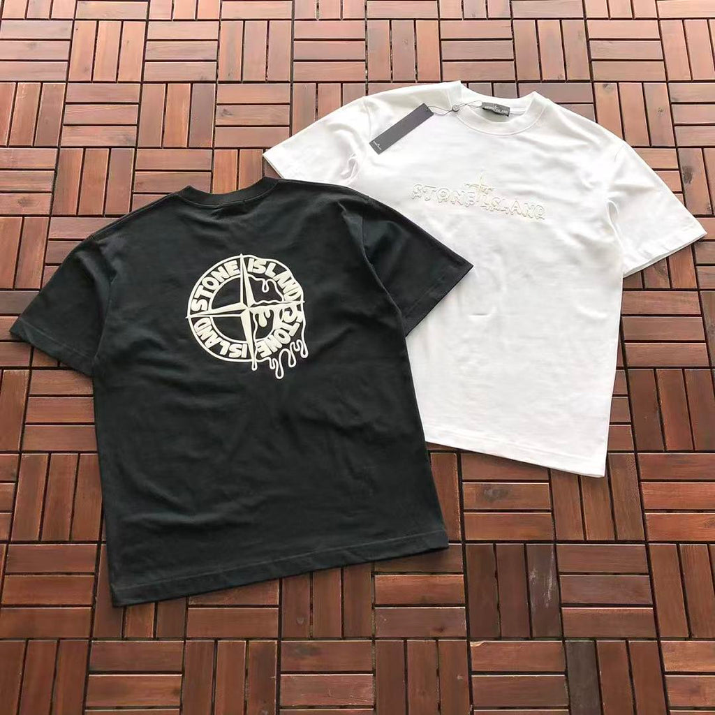 Black White Compass Logo Stone Island T-Shirt