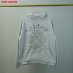 Sp5Der Rhinestone Logo Hoodie White