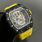 Skull Skeleton Dial Transparent Mechanical Watch with Rubber Strap