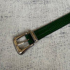 Crocodile-Embossed Belt - Green