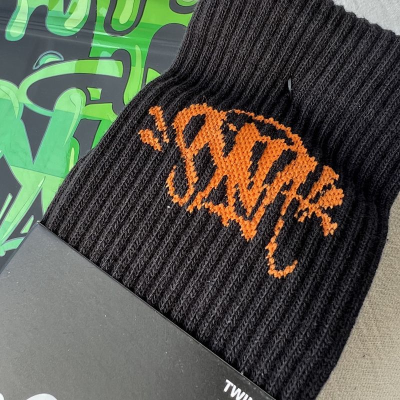 Black Crew Socks with Graffiti Logo Twin Pack