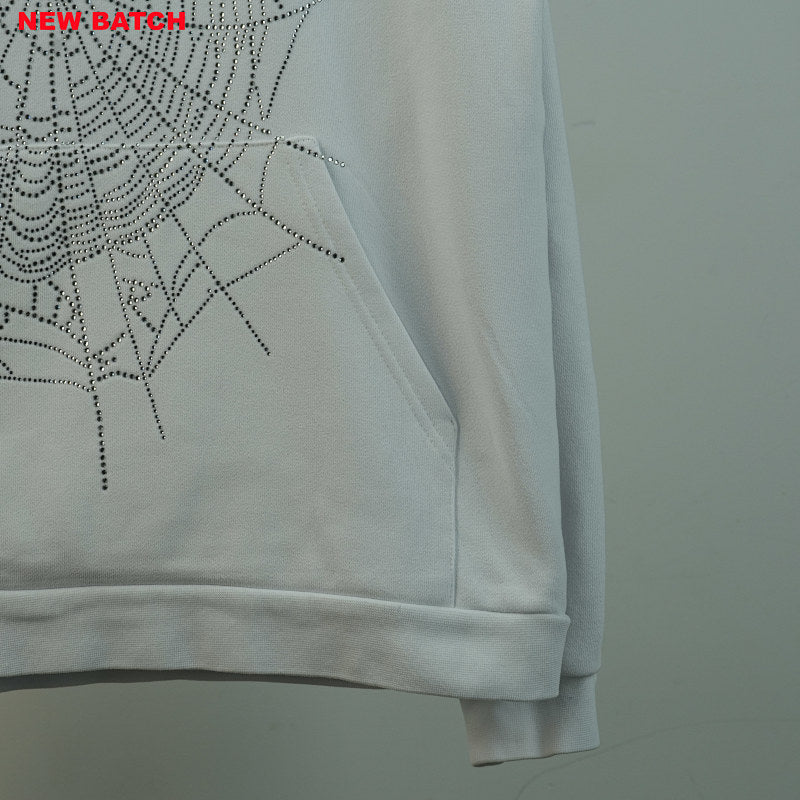 Sp5Der Rhinestone Logo Hoodie White