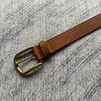 Brick-Embossed Leather Belt - Tan/Cognac