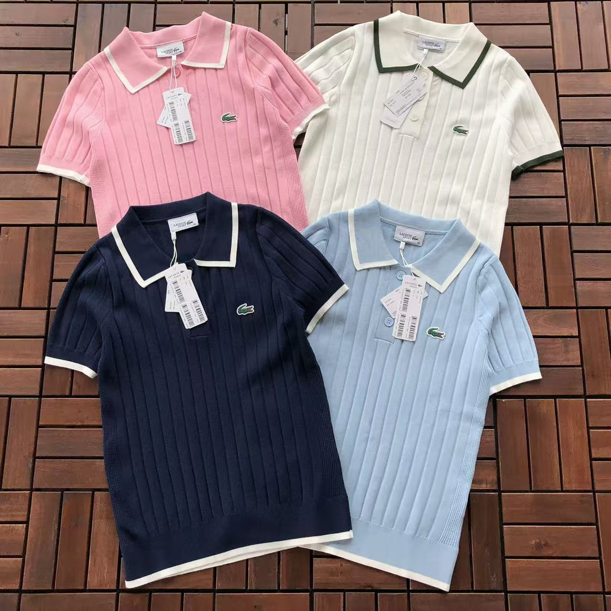 Lacoste Women's Ribbed Knit Polo Shirt