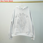 Sp5Der Rhinestone Logo Hoodie White