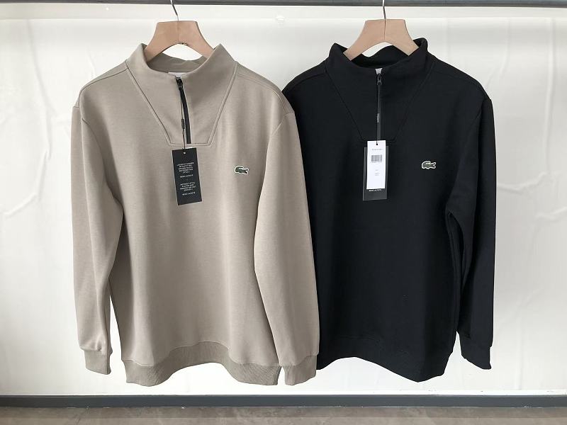 Lacoste Black Cream Quarter-Zip Sweater