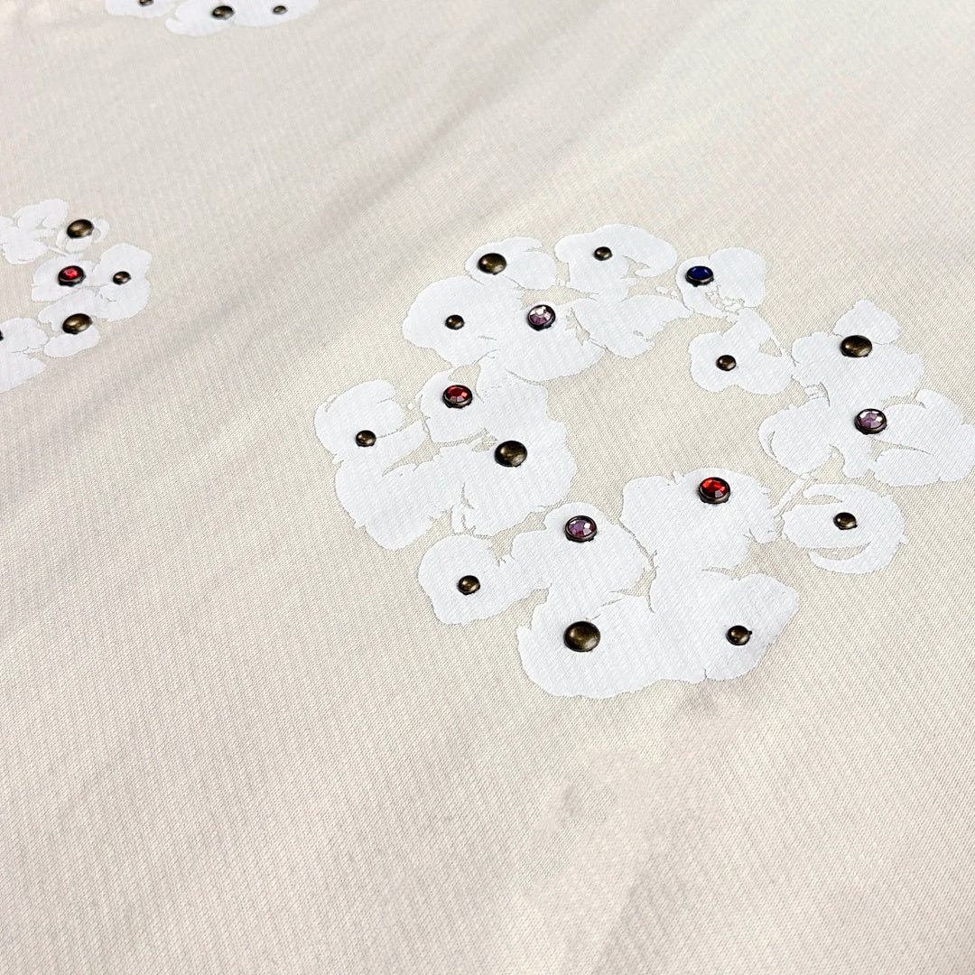 Rhinestone Cotton Wreath Zip Hoodie