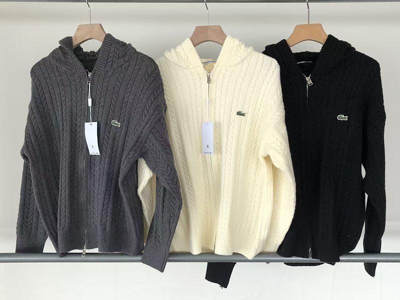 Lacoste Cable-Knit Zip Hoodie