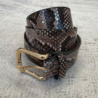 Snakeskin-Embossed Belt - Taupe/Brown
