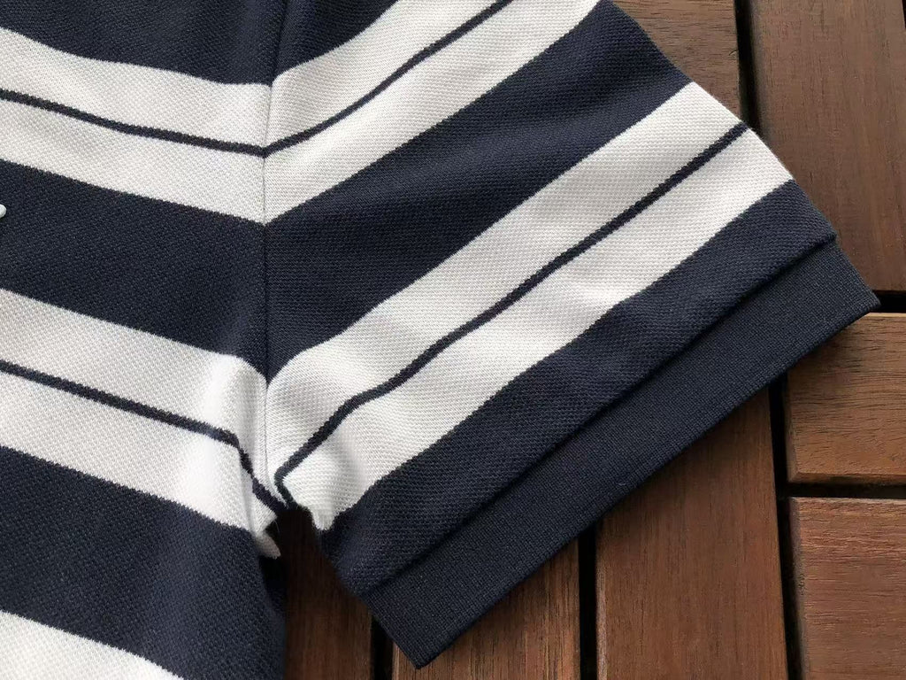 Lacoste Navy White Striped Polo Shirt