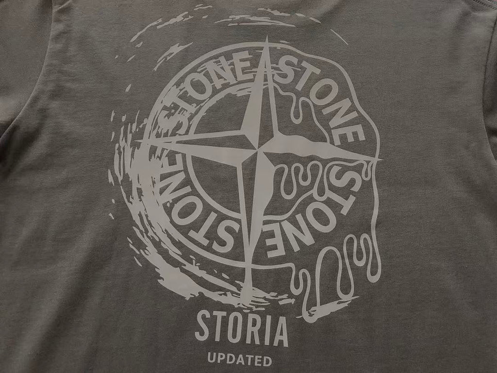 Grey White Compass Graphic Stone Island T-Shirt