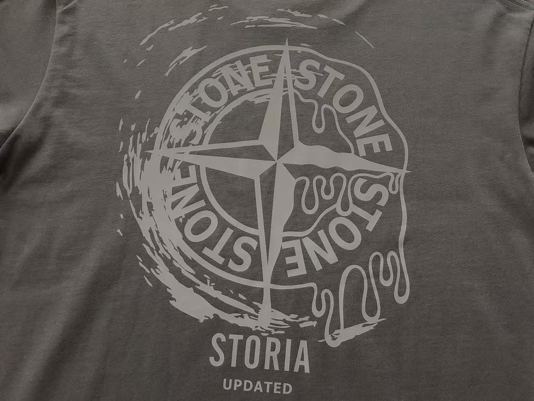 Grey White Compass Graphic Stone Island T-Shirt