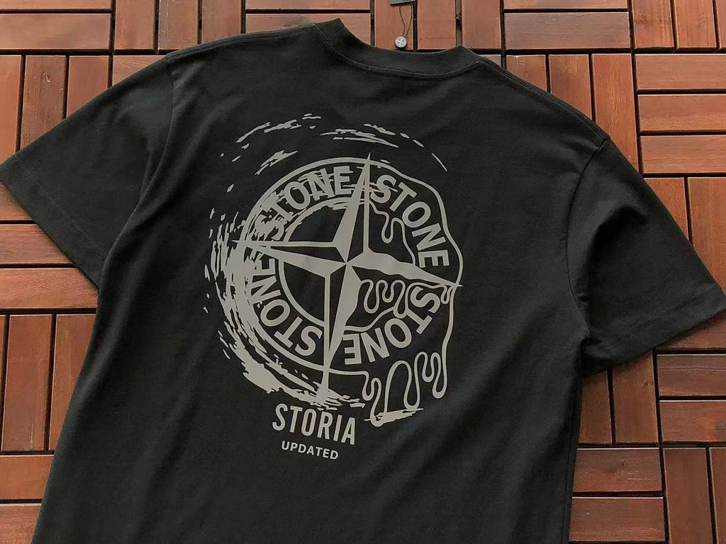 Grey White Compass Graphic Stone Island T-Shirt