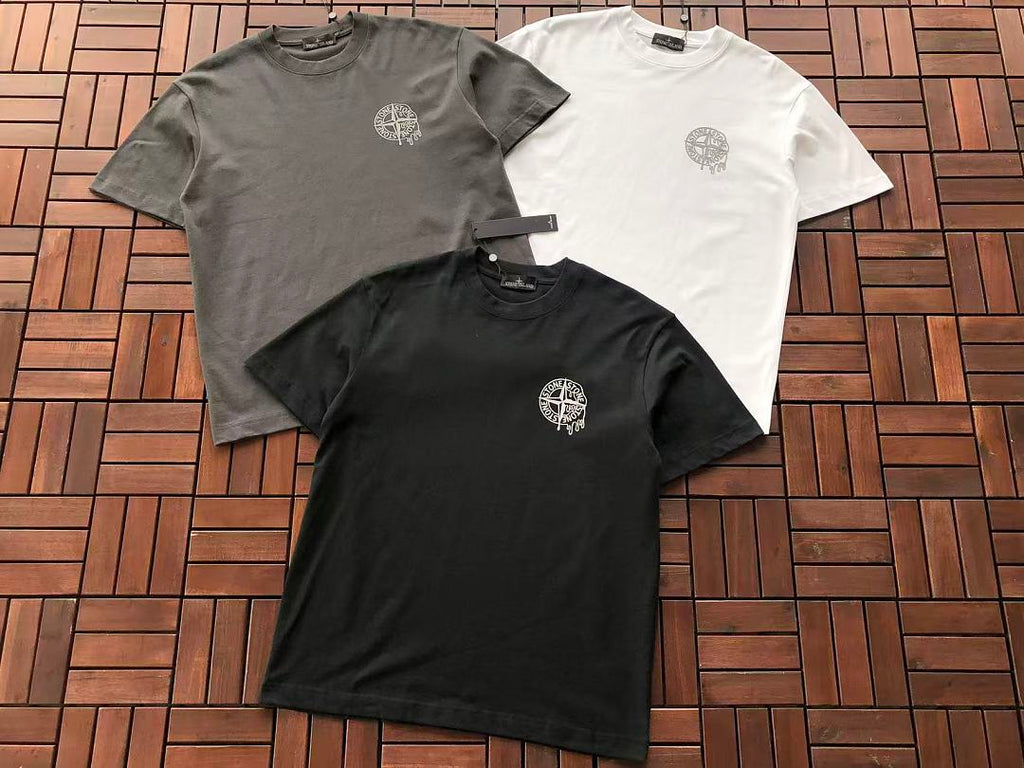 Grey White Compass Graphic Stone Island T-Shirt