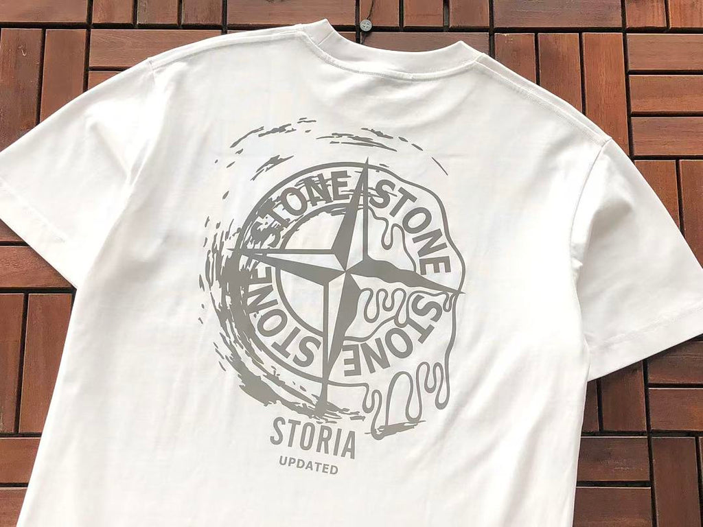 Grey White Compass Graphic Stone Island T-Shirt