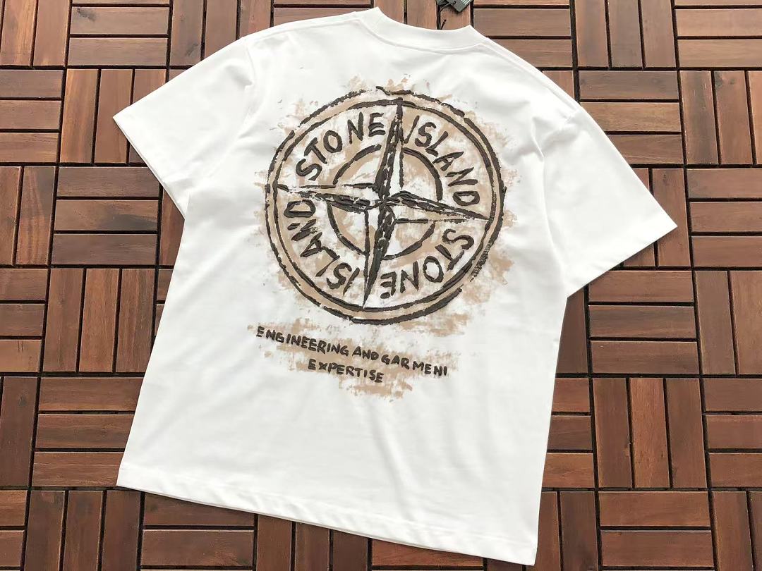 Black White Compass Graphic Stone Island T-Shirt
