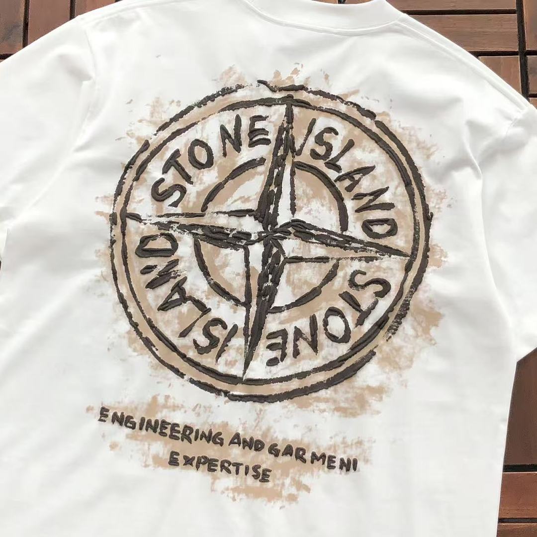 Black White Compass Graphic Stone Island T-Shirt