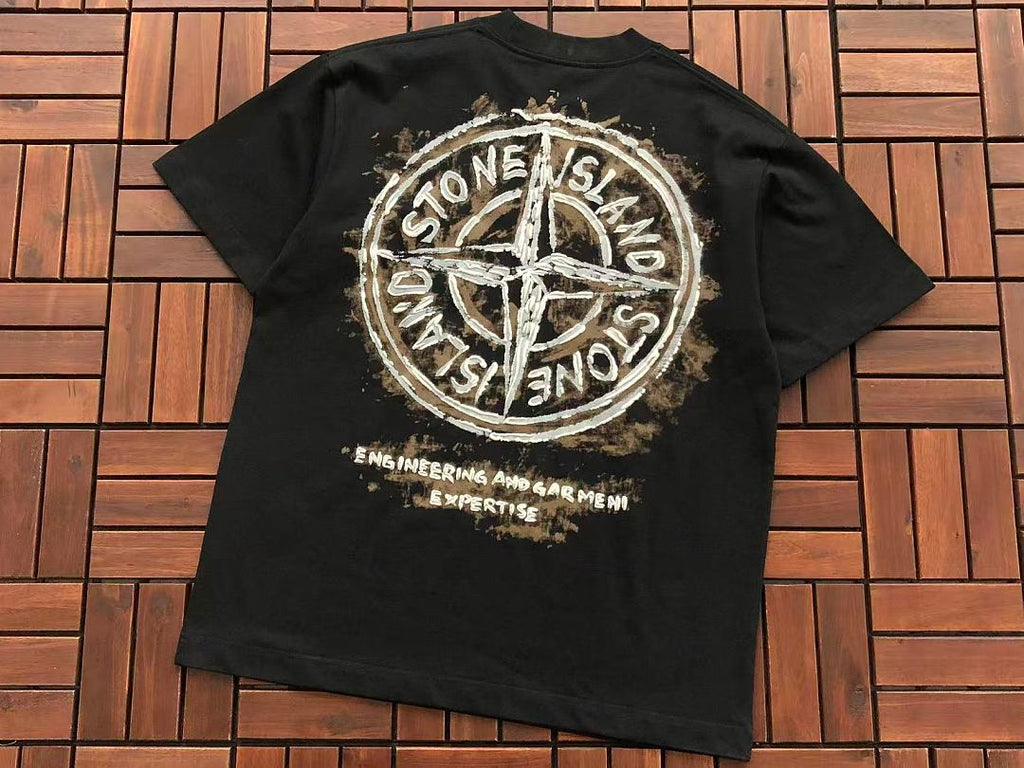 Black White Compass Graphic Stone Island T-Shirt