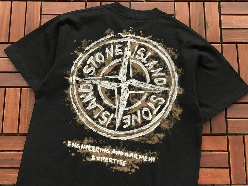 Black White Compass Graphic Stone Island T-Shirt