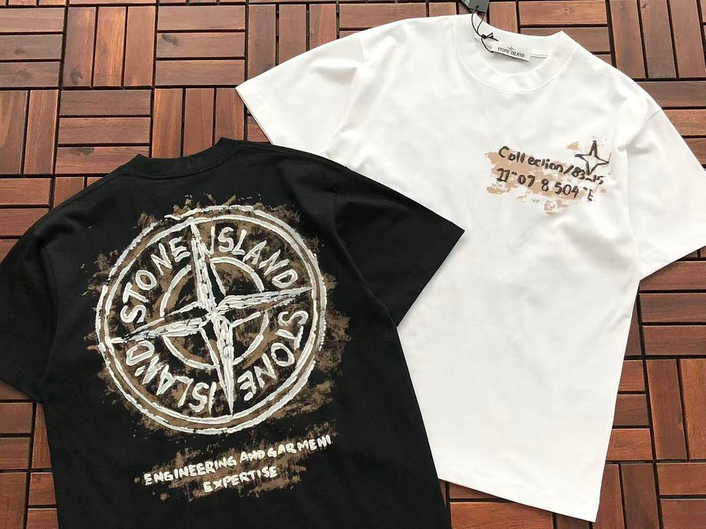 Black White Compass Graphic Stone Island T-Shirt