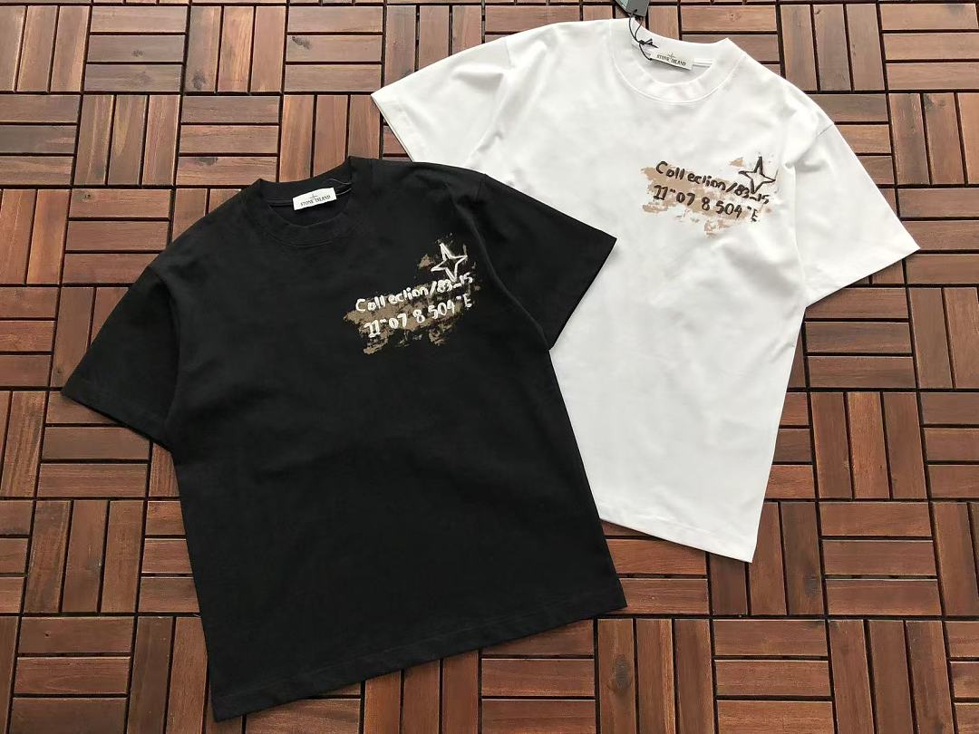 Black White Compass Graphic Stone Island T-Shirt