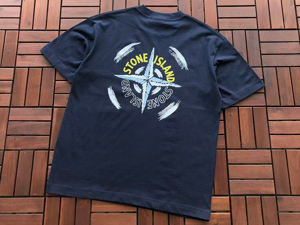 Navy Yellow Compass Graphic Stone Island T-Shirt