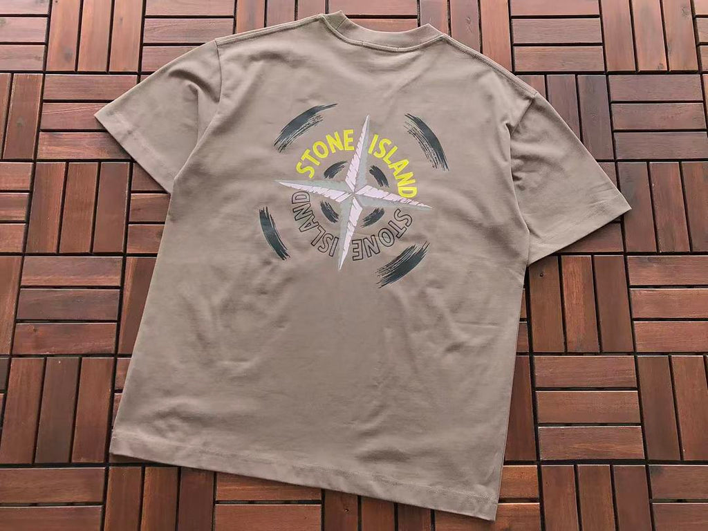 Navy Yellow Compass Graphic Stone Island T-Shirt