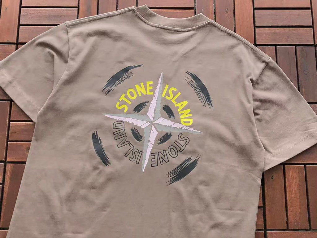 Navy Yellow Compass Graphic Stone Island T-Shirt