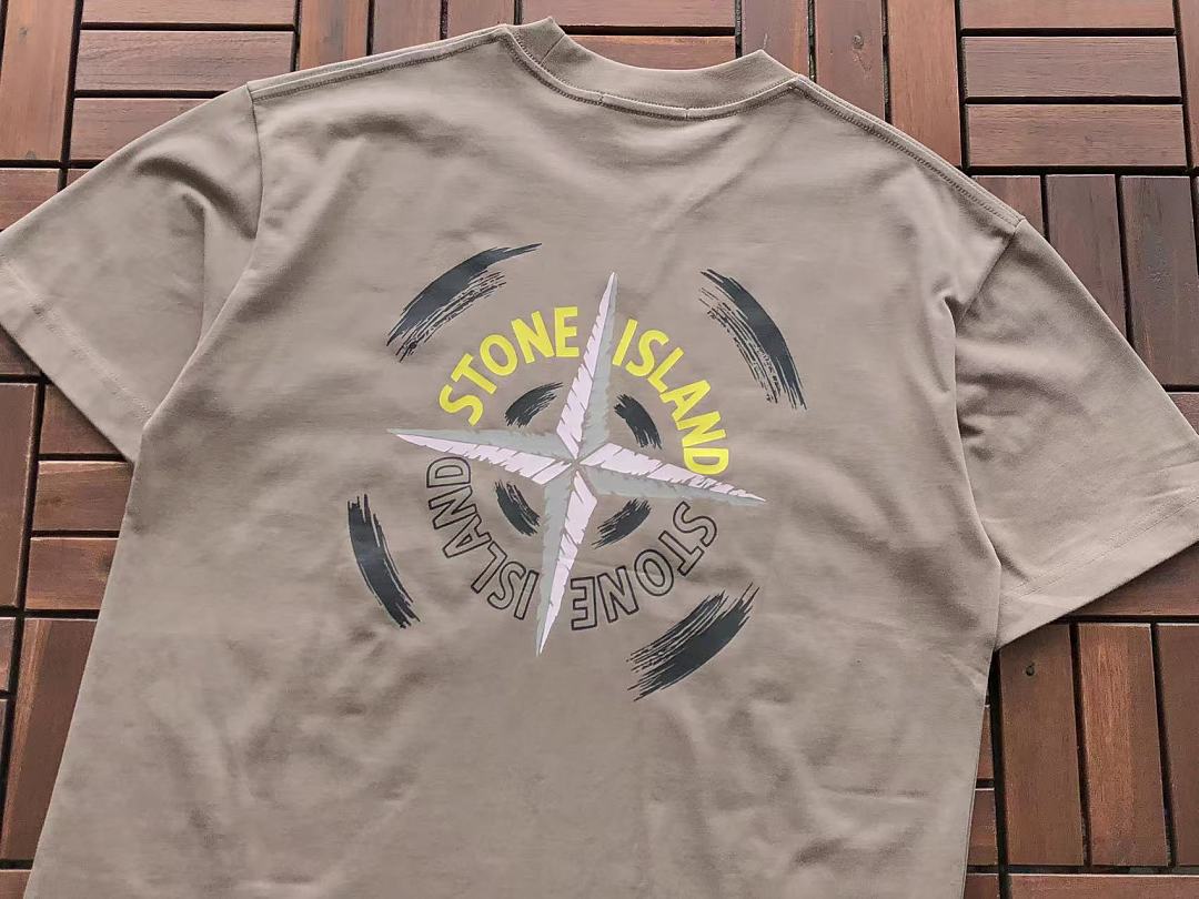 Navy Yellow Compass Graphic Stone Island T-Shirt