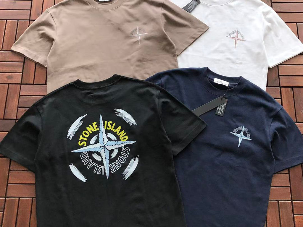 Navy Yellow Compass Graphic Stone Island T-Shirt