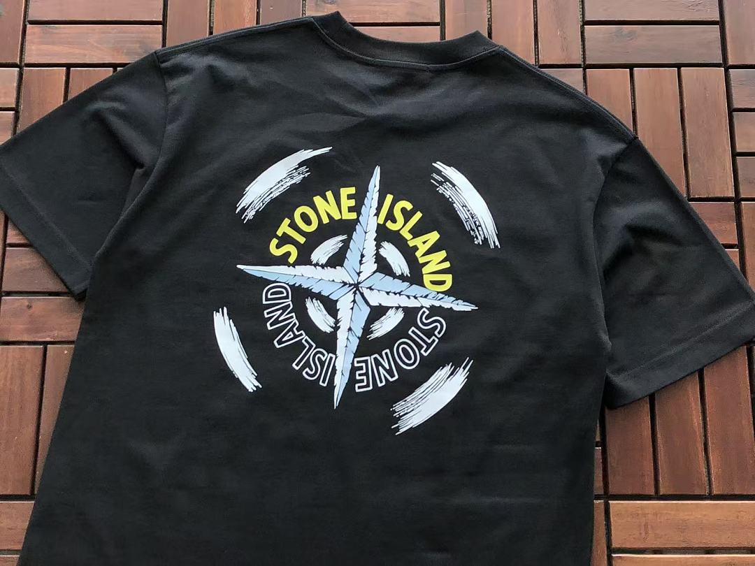 Navy Yellow Compass Graphic Stone Island T-Shirt