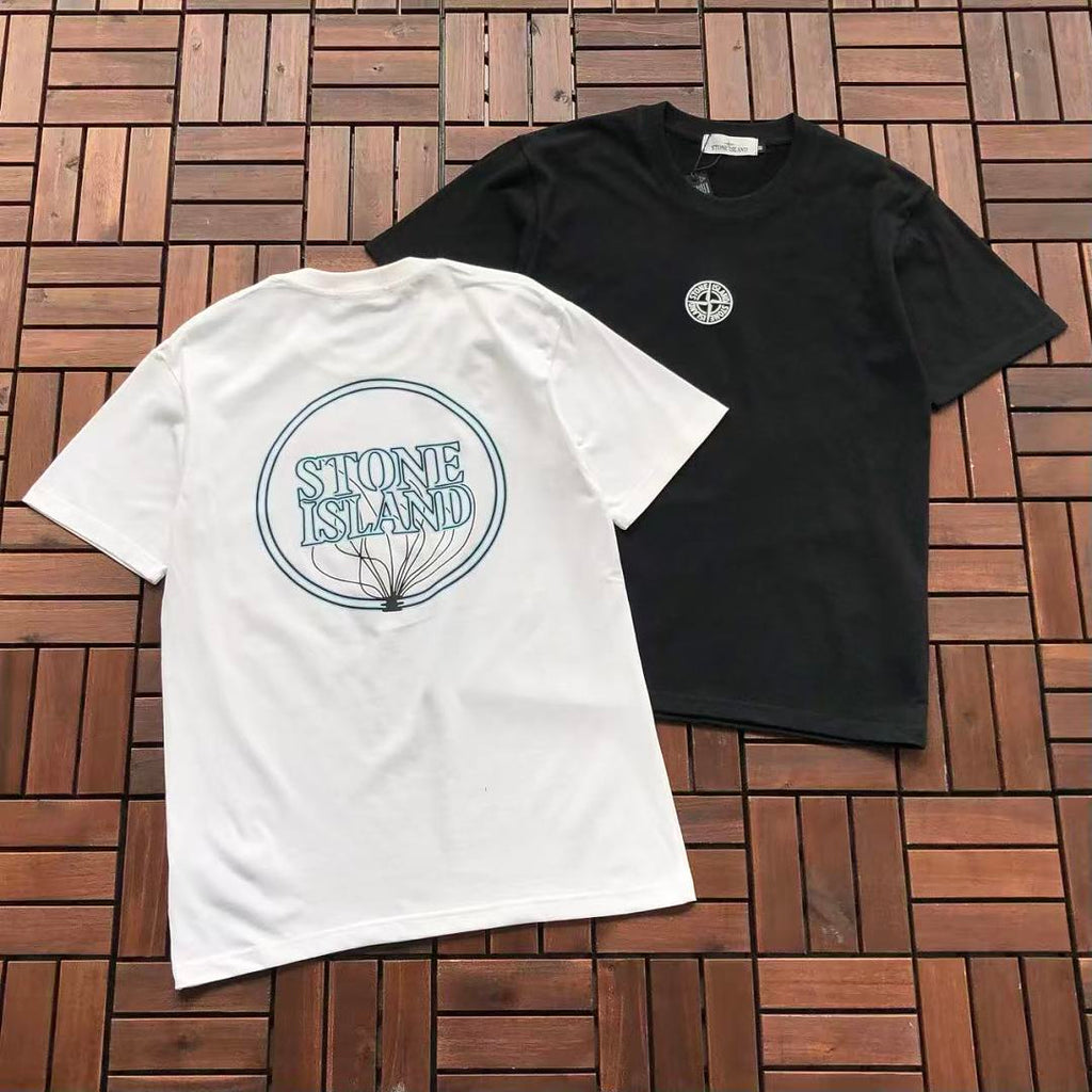 White Blue Circle Logo Stone Island T-Shirt