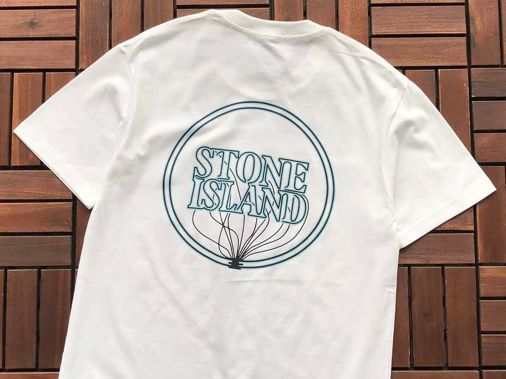 White Blue Circle Logo Stone Island T-Shirt